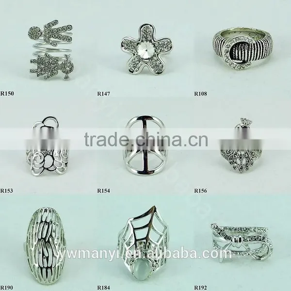2016 Fashion Colorful Silver Alloy Four G Unique Ring Silver Jewelry R0152 photo-4
