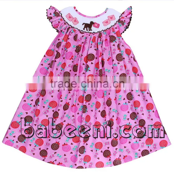 Labrador With Love Letters Hand Smocked Bishop Girl Dress