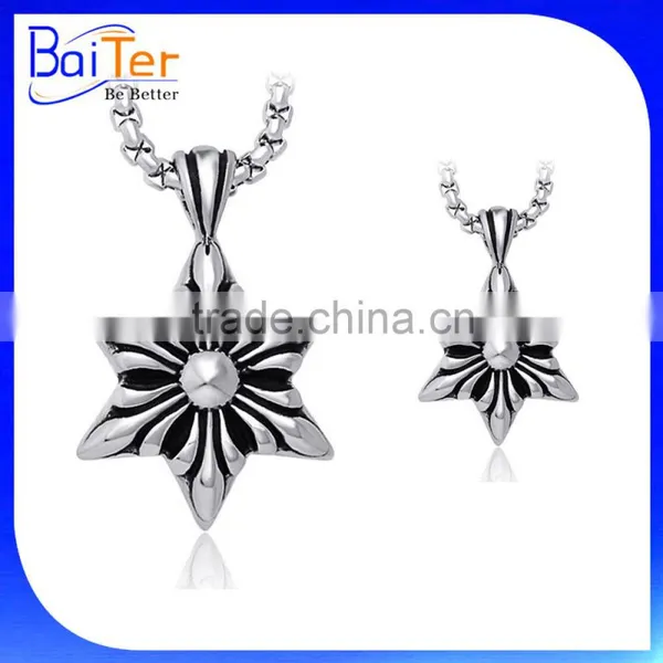 Rock Style Men Jewelry Titanium Stainless Steel Retro Vintage Star Of David Pendant photo-6