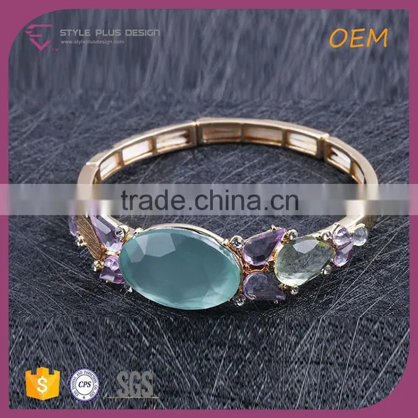 G69734I01 STYLE PLUS Gold Plate Hand Chain With Sapphire Design Bracelets for Girls Gold Plate Chunky Chain Bracelet photo-3