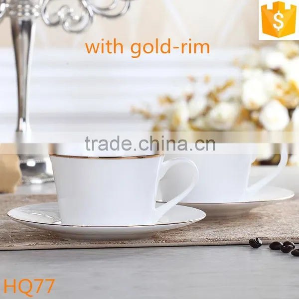Ceramic Coffee Cup and Saucer Bone China Gold-rim Tea Cup and Saucer