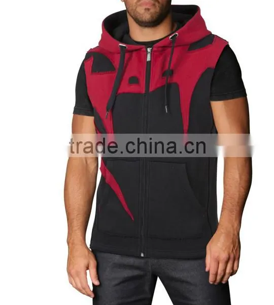 wholesale mens sleeveless hoodie zip up sleeveless zip hoodie