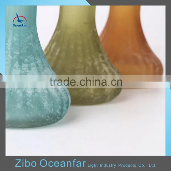 Good Quality Antique Long Neck Glass Vase Frosted Coloured Glass Vase photo-3