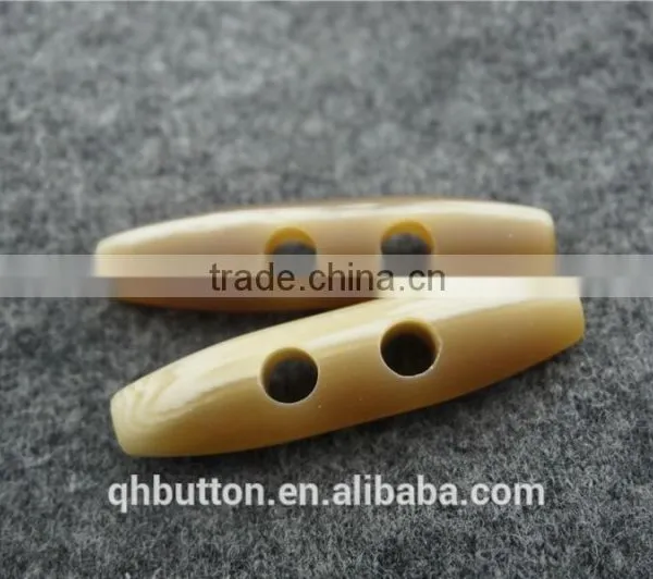 Chinese Button Beige Resin Matt Effect 2-holes Bar Toggle Button for Clothing photo-2