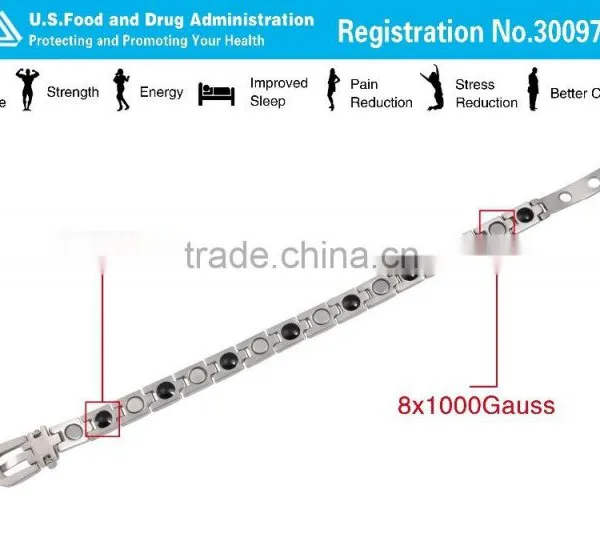 Noproblem P020 FDA Tourmaline Germanium Scalar Energy Bio Power Beads Magentic Fashion Charm Silver Bracelet photo-4