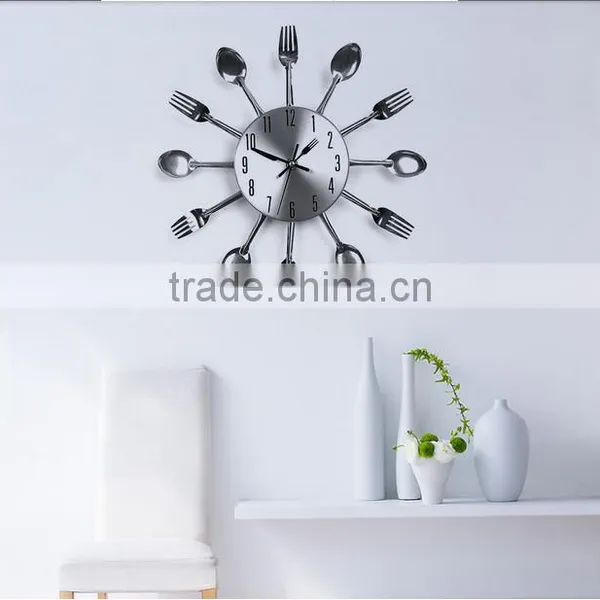 Creative Modern Cutlery Kitchen Decoration Wall Clock Spoon Fork Silent Sweep Wall Clock photo-4