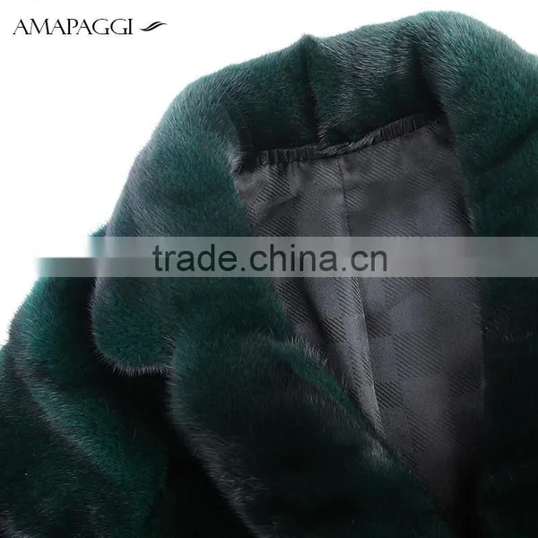 High-end Dyed Dark Green Mink Fur Coat Wholesale photo-4