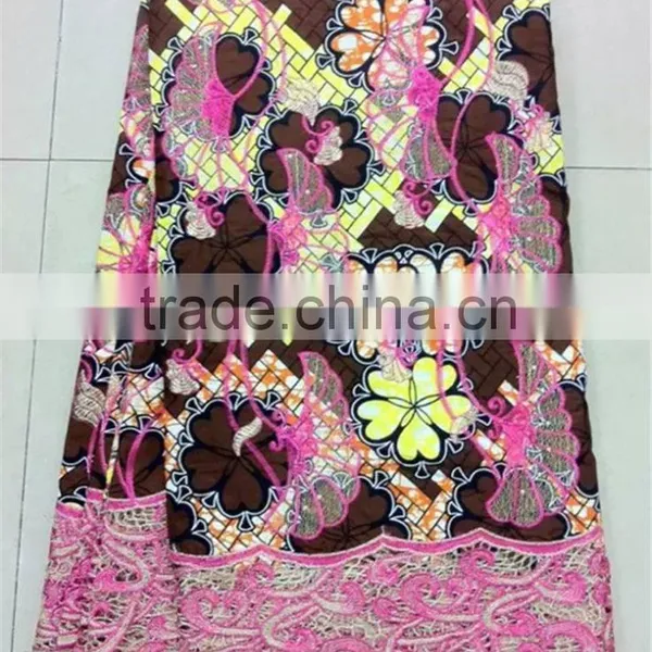 New Arrival Cheap Wax Print Fabric With Cotton Guipure Lace Fabric Wax With Lace for Woman NNL-004
