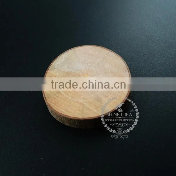 30-40mm Size 5mm Thick Natual Log Wood Piece Painting Material Pendant Setting DIY Finding Bezel Tray Supplies 1411130 photo-3