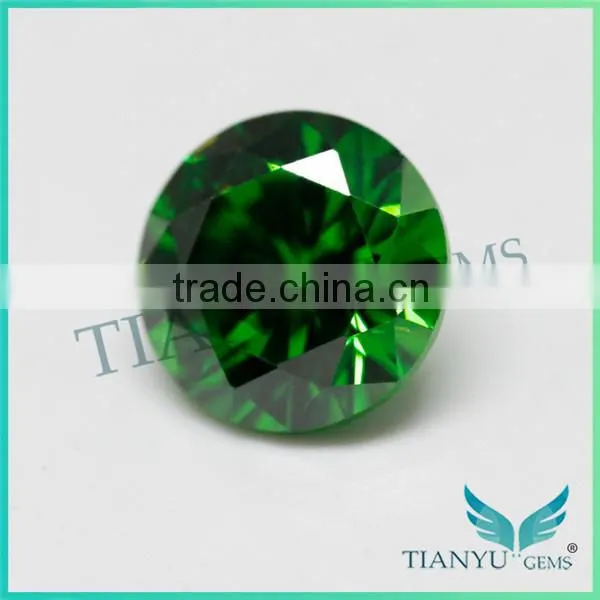 Free Sample Gemstone Wholesale Round Cut Emerald Green Cubic Zirconia , Synthetic Green CZ photo-2