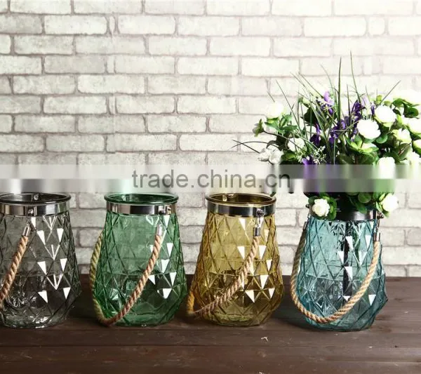 S/S Ring Rope Handle Glass Vase photo-2
