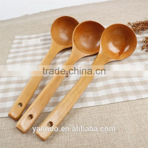 Chinese Natural Wood Soup Spoon, Green Wooden Spoon for Custom Printed Kitchen