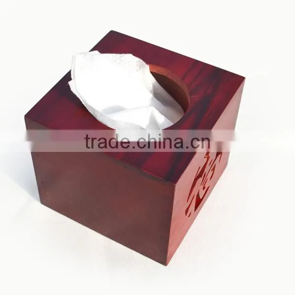 Customize Exquisite Openwork Carving Wooden Napkin Box, Desk Square Tissue Box photo-5