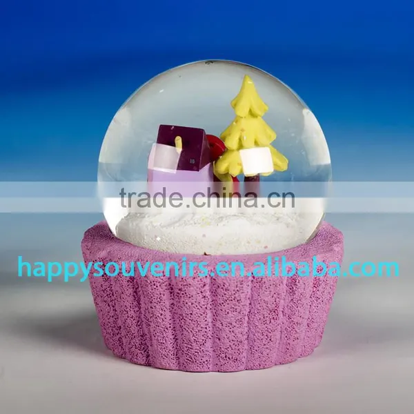 Vivid 3D House, Tree and Birds With Purple Base Snow Globe Diameter 65mm photo-3