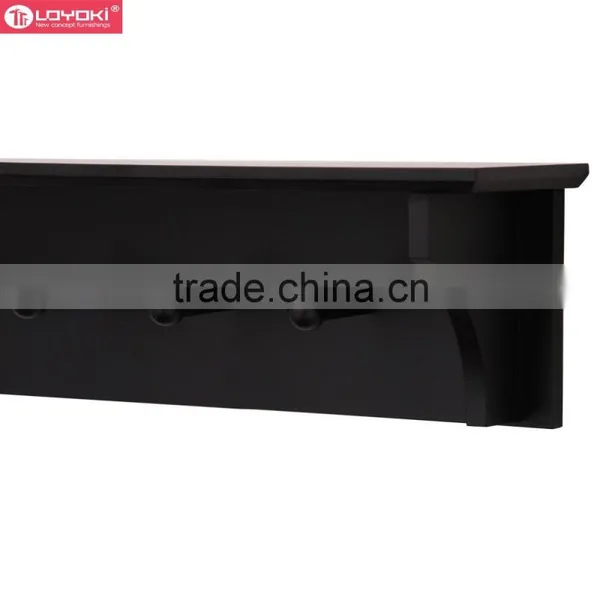 Wooden Wall Shelf With Coat Hooks for Indoor Room Wall Decoration Wall Floating Shelf With Wooden Clothes Pegs photo-3