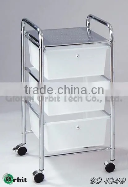 Colorful Storage Drawer Cart With Wheels, 3 Tier Storage Plastic Box Trolley photo-4