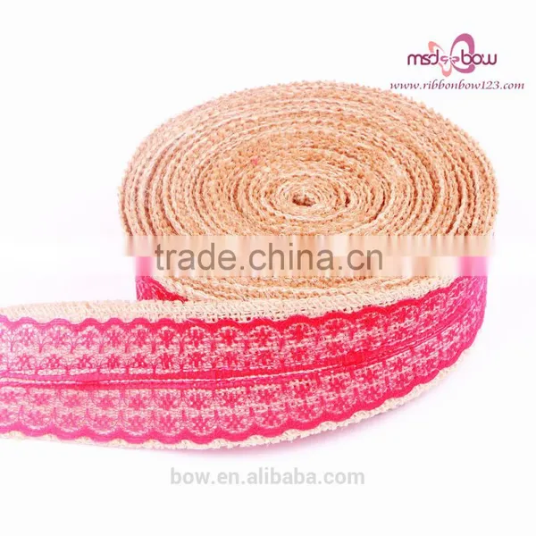 Wholesale Natural White Lace Trim Tape Jute Burlap Ribbon photo-6