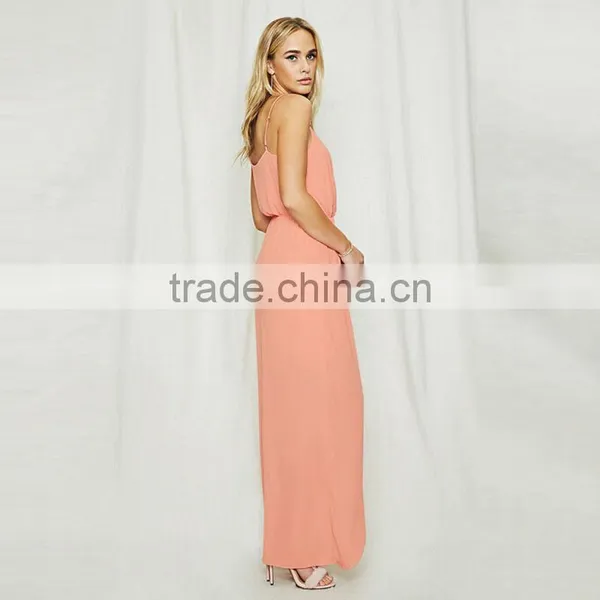 2017 Summer Surplice Neckline Sexy Chiffon Maxi Dress For Ladies HSd9011 photo-2