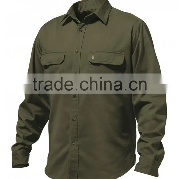 OEM Cotton Solid Color Worker Uniform Front Pocket Workwear Shirt Man Work Shirts photo-6