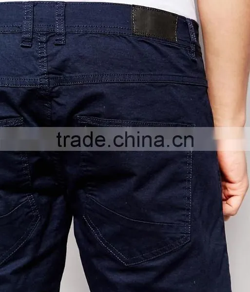 Hot Sale Latest Custom Side Slant Pocket Men's Navy Slim Fit 65% Cotton 35% Polyester Stretch Twill Concealed Fly Casual Shorts photo-3