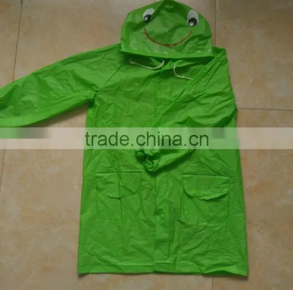 Kids PVC Green Frog Cartoon Raincoat for Kindergarten photo-3