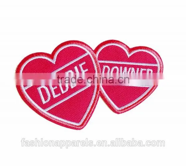 Custom Heart Embroidered Patch for Clothes Embroidery Patch Made in China Choose Size/color photo-3