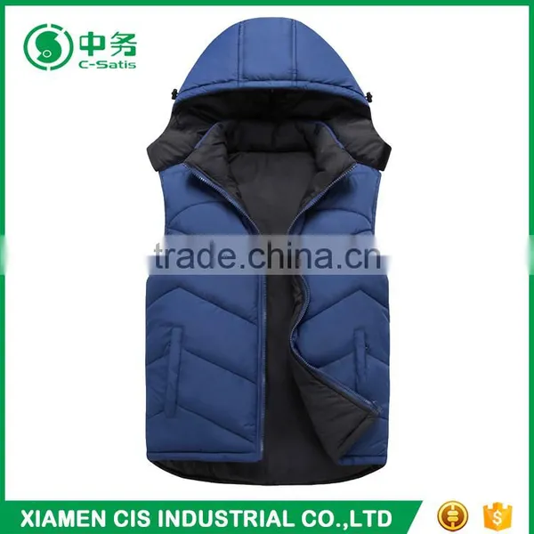 Top Fashion Winter Warmful Outwear Mens Hooded Reversible Down Feather Vest photo-3