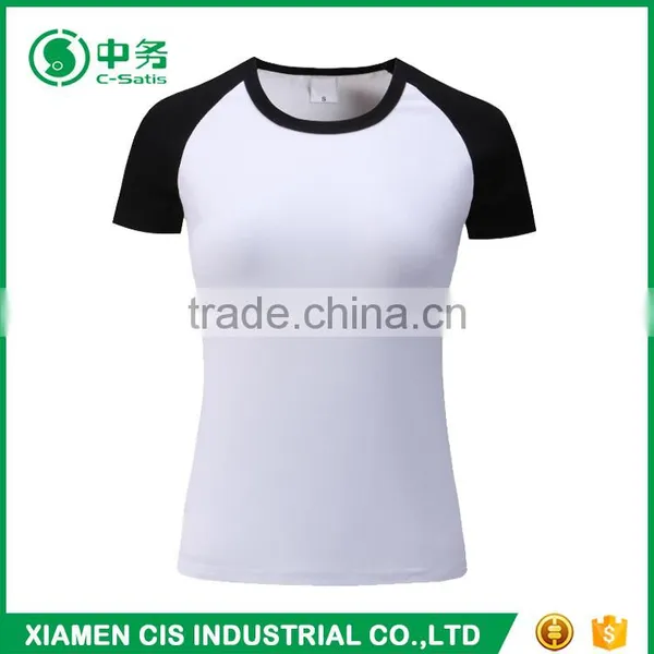 2017 New Design 200gsm Lycra Cotton Short Sleeve White T Shirt for Women photo-5