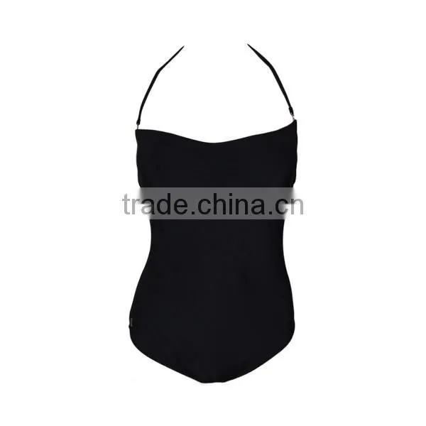 Simple Design Black One Piece Swimsuit Bating Suit photo-2