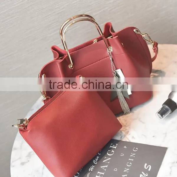 Zm35576a Korean Women Metal Handle Tote Bags Fashion Handbag Sets. photo-3