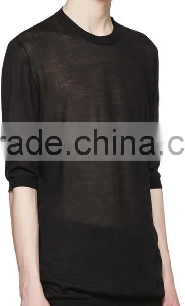 Half Sleeve Black Men Winter Cashmere Pullover Fashionable Sweaters for Man photo-2