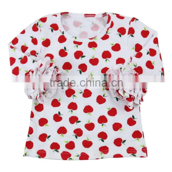 2017 Children Print 3/4 Sleeves Cotton Tops Icing Ruffle Girl Shirt Baby Shirt photo-4