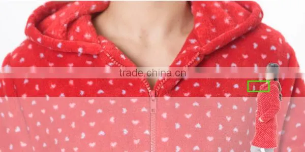 Heart Printing Hooded Zipper Unlined Upper Garment photo-4