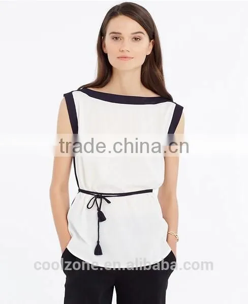 New Arrival Hot Selling Sleeveless High Neck Models Chiffon Blouse photo-2