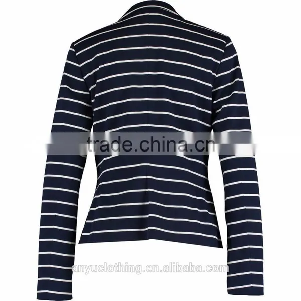 Stylish Model Women Slim Fitted Navy & White Stripe Blazer Wholesale photo-2