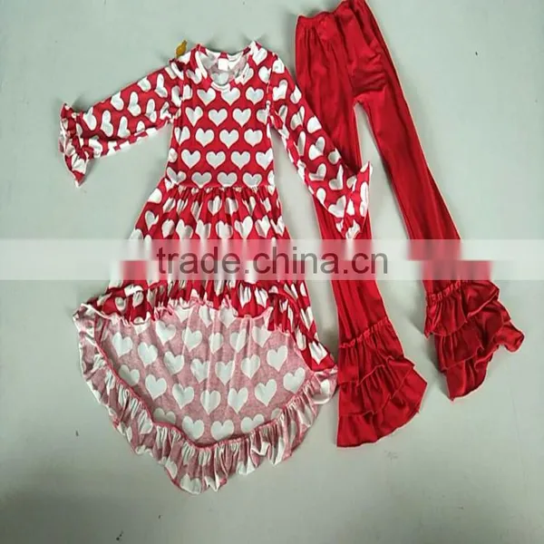 CH00250YIWU BOYA Cotton Milk Silk Dress Heart Prints New Fabric Pattern Kids Clothes Wearing Boutique Dresses