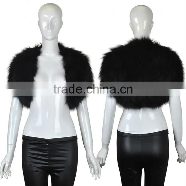 YR124 Tongxiang Fur Factory Fox Hand Knitted Fur Vest/Wholesale Fur Shrug With Elastic photo-2