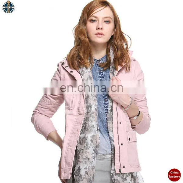 T-WJ007 New Arrival Stand Collar Zipper Button Outwear Ladies Jacket