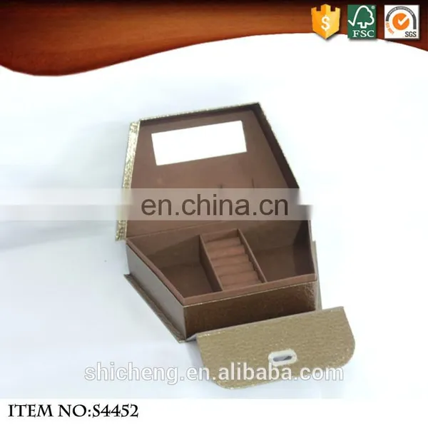Luxury Cardboard Mirrored Jewelry Suitcase Box With Metal Lock photo-3