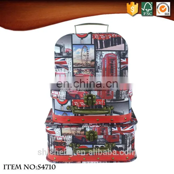 Cheap Old Fashioned Style Suitcases With London Pattern