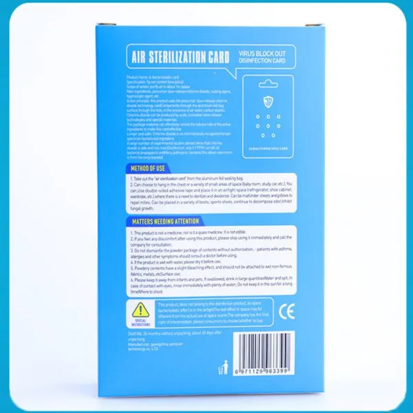 Removing Virus Block Antivirus Portable Clo2 Chlorine Dioxide Air Freshener Sterilization Protection Card photo-3