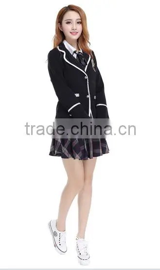 Made in China Black Suit Jacket Plus Mini Skirt School Uniform for Girl photo-4