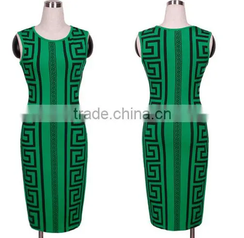 Walson Instyles Retro Round Neck Sleeveless Evening Dress Bodycone Printed Pencil Dress Pin up photo-2
