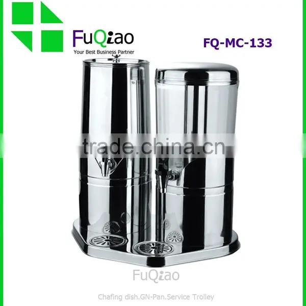 Wholesale Stainless Steel 2 Tanks 8 L Stainless Dual Bowl Juice Dispenser photo-5