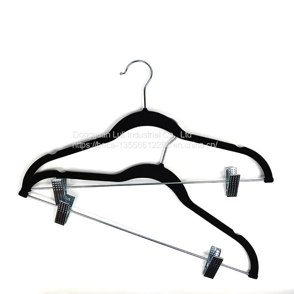 Factory-Supplied Deluxe Custom Velvet Wooden Suit Hangers With Clips photo-2