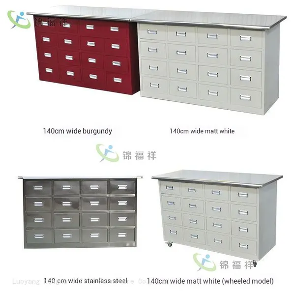 Red Antique Finish Herbal Storage Cabinet for Spa Therapy Room| Herbal Medicine Cabinet 1.2 m 50 Buckets 150 Flavours photo-3