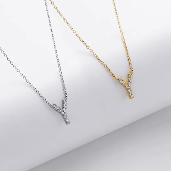 925 Sterling Silver Initial Necklace,  Full Zircon  Letter Pendant Necklace,  Personalized Monogram Name Necklace Fashion Jewelry Gift for Women Girls