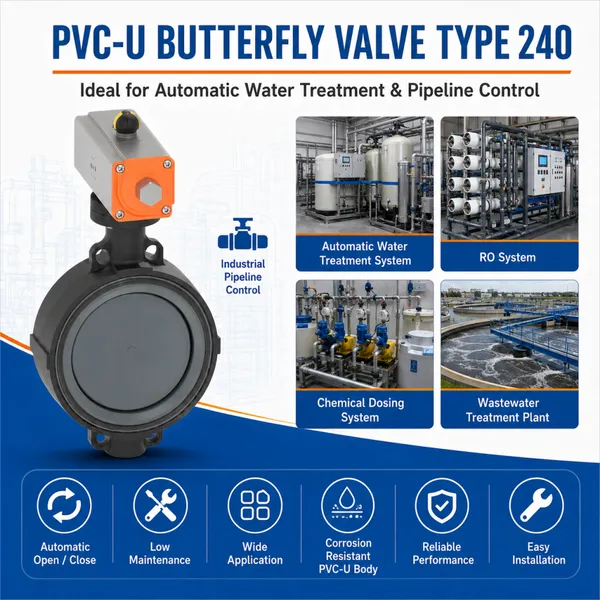 PVC-U Wafer Butterfly Valve Type 240 Pneumatic Actuator For RO System And Chemical Dosing photo-5