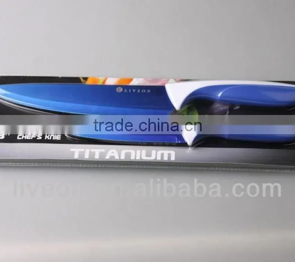 2014 LIVEON 2pcs Blue Titanium Boned 4.5"Utility Knife &8" Chef's Knife