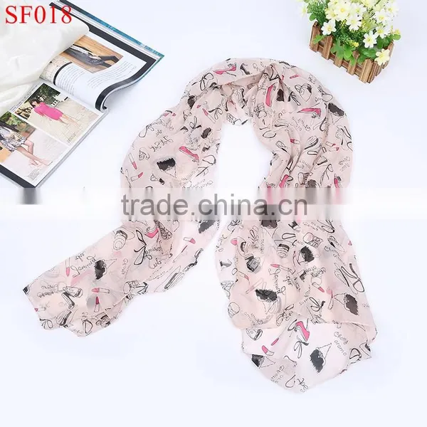 SF019 Fashion Urban Lady Silk Scarves Shiny Color With High-heeled Shoes Lip Lipstick photo-6